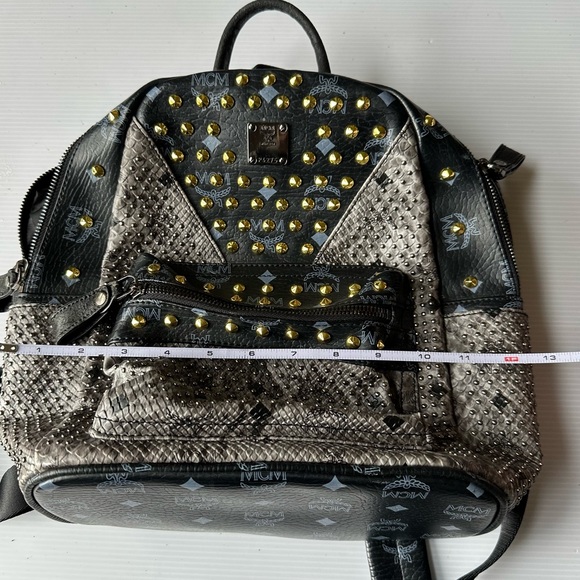 MCM Authentic Visetos Gold Studded Stark Backpack - Picture 17 of 17